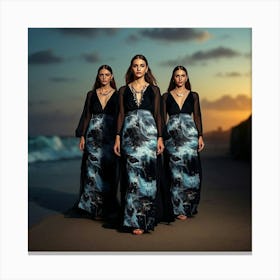 Three Girls On The Beach Canvas Print