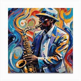 Jazz Musician Playing Saxophone Canvas Print