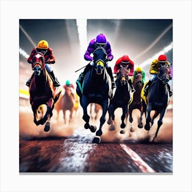 Horse Racing On The Track 3 Canvas Print