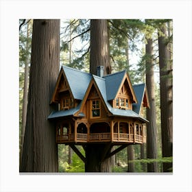 Tree House In The Woods Canvas Print