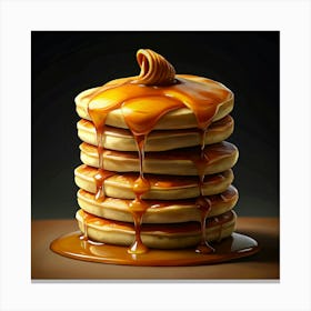 Stack Of Pancakes Drizzled With Syrup And Butter Canvas Print