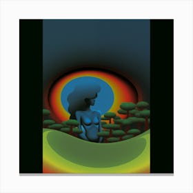 Woman Looking over Hill art print, Cool and contemporary Canvas Print