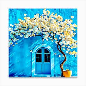 White Tree In Front Of House Canvas Print