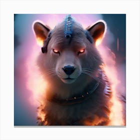 Wolf In Flames Canvas Print