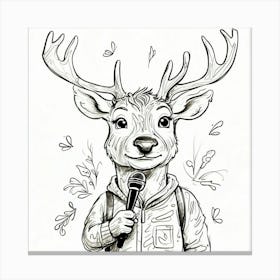 Deer With Microphone 7 Canvas Print