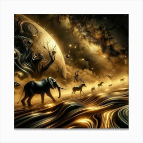 Elephants In Space Canvas Print