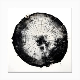 Tree Rings Abstraction in Black and White 3 Canvas Print