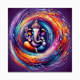 "Digital Divinity: Lord Ganesha and the Cosmic Circuit" - This vibrant artwork presents Lord Ganesha at the heart of a digital cosmos, symbolizing the union of ancient wisdom and modern technology. The deity is depicted amidst a swirling galaxy of circuitry and data streams, representing knowledge and connectivity in the digital age. The rich colors and dynamic composition convey Ganesha's role as a guide through the complexities of the modern world. This piece is a celebration of progress and tradition, making it an ideal addition to spaces that embrace both spirituality and innovation. Canvas Print