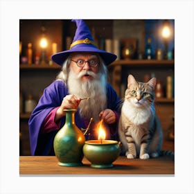 Wizard And Cat Canvas Print