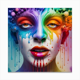 Rainbow Woman With Colorful Paint Canvas Print