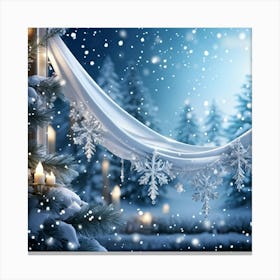 Festive Winter Banner Draping Elegantly Illuminated By Soft Snowflakes Cascading Down And Embedded (4) Lienzo