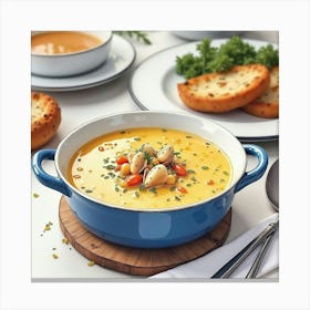 Soup And Bread Canvas Print