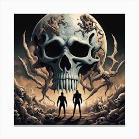 Unsettling Digital Render Featuring A Skull Demon And A Creature Of Terror Surrounded By Bones Ob 422408912 Canvas Print