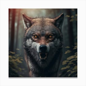 Wolf In The Woods 4 Canvas Print