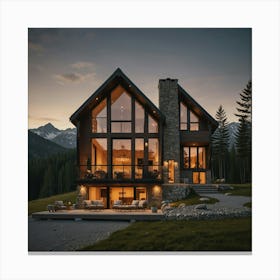 Mountain House At Dusk Canvas Print