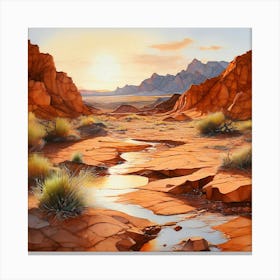 Watercolor A Serene Landscape In Atacama Desert Canvas Print