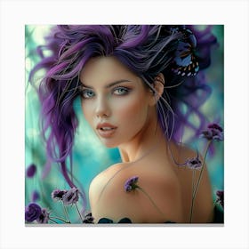 Beautiful Woman With Purple Hair Canvas Print