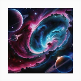 Planets In Space Canvas Print