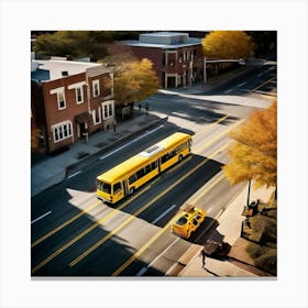 Transit Tracking School Journey Bus Stop Drone Route Dropped Community Day Small Wheel N (7) Canvas Print