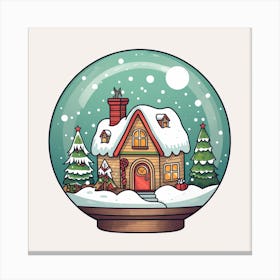 Snow Globe With House Canvas Print