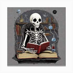 Skeleton Reading Book Canvas Print