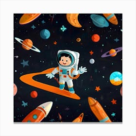 Animated Cartoon Character In Space Canvas Print