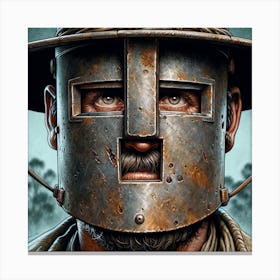 Soldier With A Helmet Canvas Print