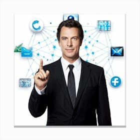 Businessman Technology Multimedia Mail Communication Interaction Community Finger Computer (3) Canvas Print