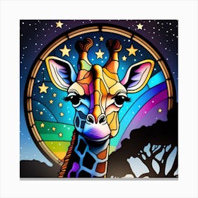 Giraffe stained glass rainbow colors 1 Canvas Print