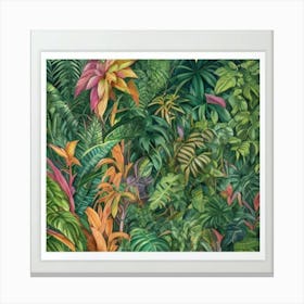 Jungle Night Botanical Art Print Tropical Jungle Print Canvas Print