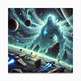 A Sci Fi Depiction Of Kaiju Awakening, Illustrat Canvas Print