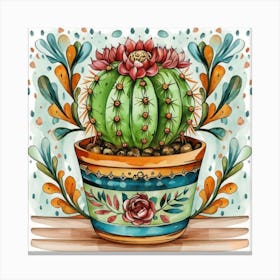 Cactus In A Pot 9 Canvas Print