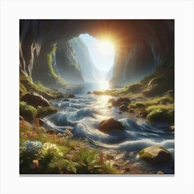 Breathtaking Mountain Stream: A Cascading Jewel in Nature's Crown. Canvas Print
