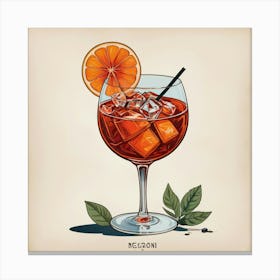 Illustrative Albedo Mid Century Negroni Cocktail Art 3 Canvas Print