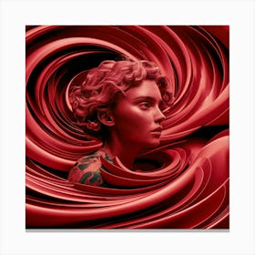 Woman In Red Swirls Canvas Print