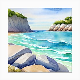 Watercolor Of A Beach 1 Canvas Print