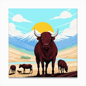 Bull In The Desert Canvas Print