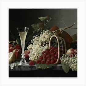 Still Life With Fruit And Champagne Canvas Print