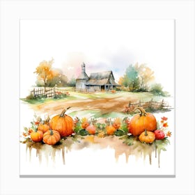 Farmhouse And Pumpkin Patch 6 Canvas Print
