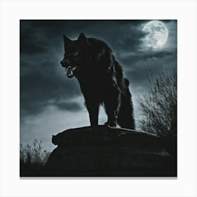 Wolf In The Moonlight 2 Canvas Print