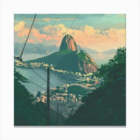 A Sugarloaf Mountain In Rio De Janeiro Lofi Illu 1719995814 2 Canvas Print