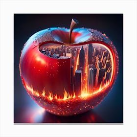 Apple On Fire Canvas Print