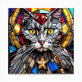 Cat, Pop Art 3D stained glass cat superhero limited edition 37/60 Canvas Print
