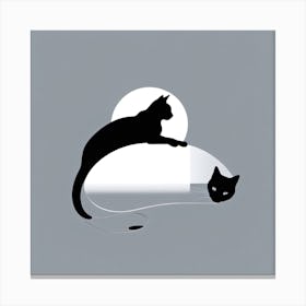 Cat And Moon Canvas Print