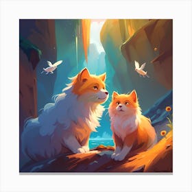 Two Cats In A Cave Canvas Print