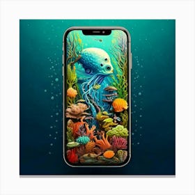 Firefly Creaturemorphic, Smartphone, Aquatic, Version, Futuristic, Surreal, Whimsical, Vibrant, Dyna (3) Canvas Print