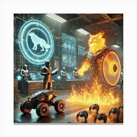 A Sci Fi Themed Scene Showcasing The Iron Ember Gu Fire Resistant Tech Canvas Print