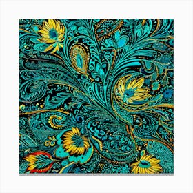 Russian Floral Painting, Paisley Explosion A Vibrant Tapestry With A Dense Paisley Pattern Use A Variety Of Colors Canvas Print