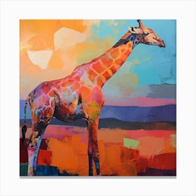 Impasto Warm Giraffe Portrait 3 Canvas Print