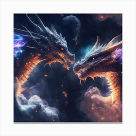 Two Dragons In The Sky Canvas Print